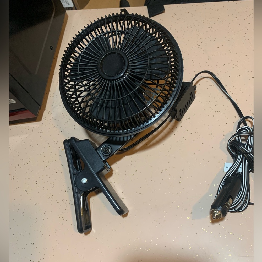 Auto Drive 12-Volt 6" Black Car Clip-On or Dash Mount Fan.